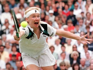 Wimbledon 1998Novotna plays a return to Nathalie Tauziat during the final. Novotna won the match 6-4 7-6.
