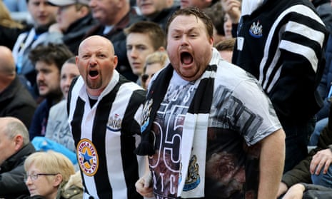 Newcastle United fans encourage their team.