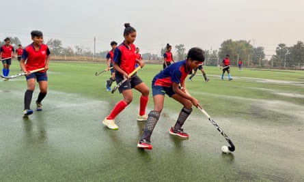 Girls play at the sports academy in the Sundergarh district of Odisha. The academy’s success stories include the current Indian men’s team vice-captain Amit Rohidas and Deep Grace Ekka of the women’s team.