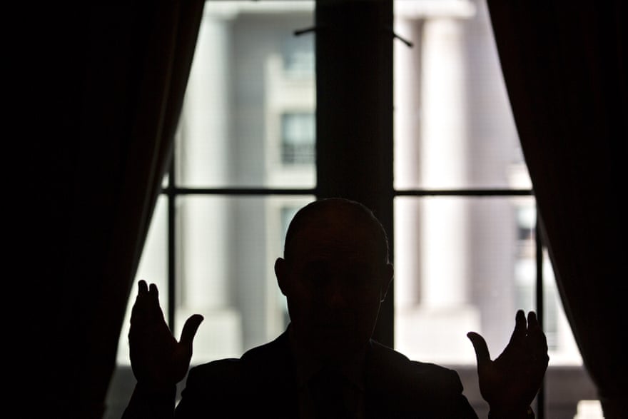 The silhouette of Scott Pruitt, former administrator of the Environmental Protection Agency, is seen as he spoke during an interview in Washington, D.C. Formaldehyde manufacturers had sought a meeting with him early on in the Trump administration.