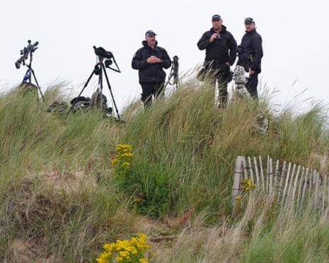 Specialist firearms officers on Balmedie Beach ahead of a visit by Donald Trump and Keir Starmer.