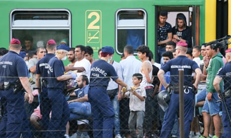 Migrants near Budapest in 2015