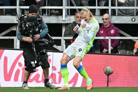 Erling Haaland celebrates scoring against Burnley