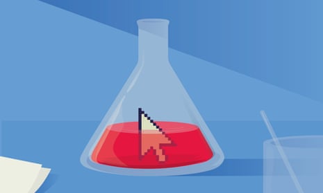 illustration of a cursor icon inside a lab jar