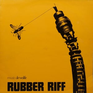 The sleeve of Rubber Riff, showing the BT tower (formerly the Post Office tower) being used as a fly-fishing rod