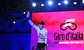 Tadej Pogacar hails the crowds at a glitzy team presentation for the Giro d'Italia this week.