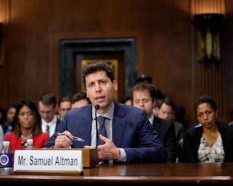 A seated Sam Altman gives evidence to the US Senate
