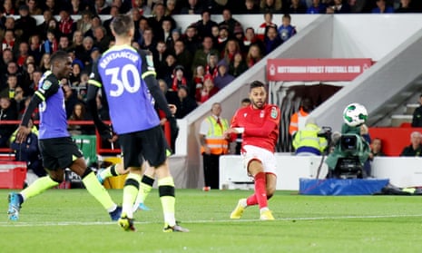 Arsenal v Brighton, Nottingham Forest v Tottenham: Carabao Cup – live | Carabao Cup 6 Nottingham Forest's Renan Lodi fires the home side ahead in their Carabao Cup 3rd round game against Tottenham Hotspur.
