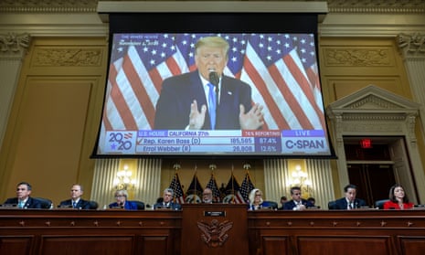 A video of Donald Trump is played during a hearing by the House select committee to investigate the January 6 attack on the US Capitol.