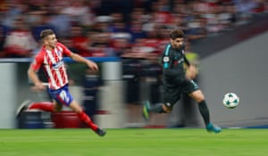Alvaro Morata chases the ball as he looks to put Chelsea into the lead.