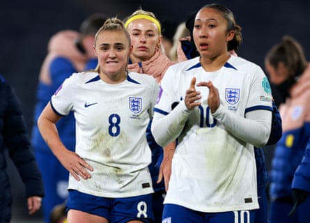 England’s Georgia Stanway (left) at the end of the UEFA Women’s Nations League Group match at Hampden Park, Glasgow.