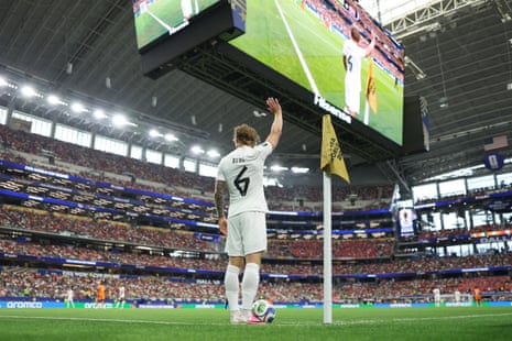 Patrick Berg of Norway prepares to take a corner.