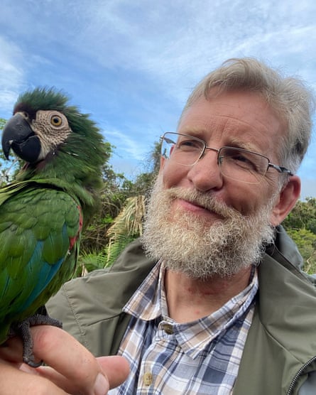 Jon Watts with a friendly bird.