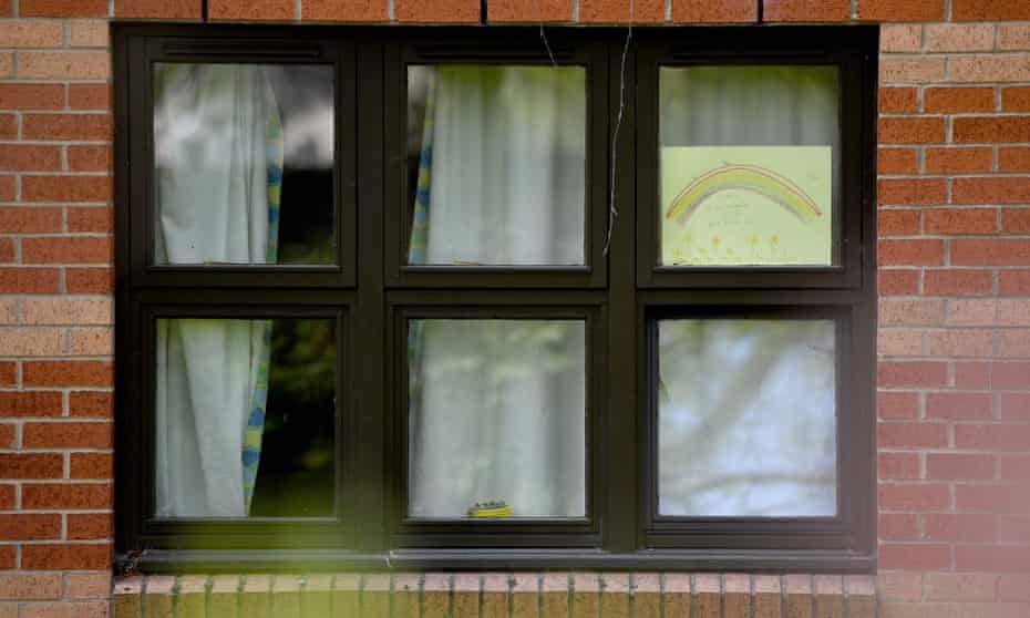 A rainbow poster in a window at a care home in Manchester