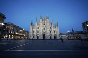 A general view of Piazza Duomo on March 10, 2020 in Milan, Italy.