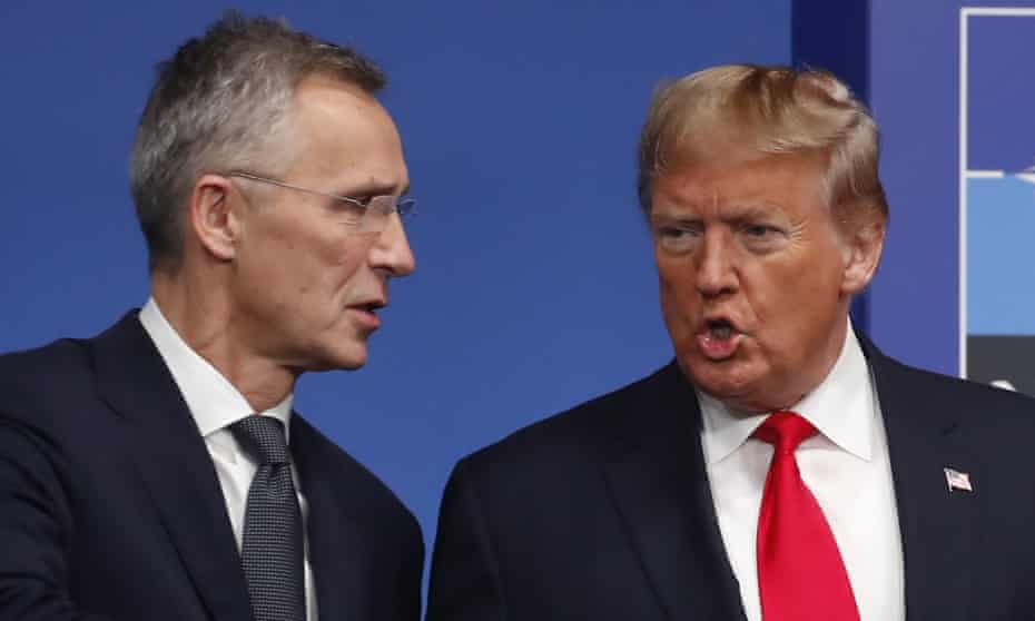 Jens Stoltenberg with Donald Trump at a Nato summit in December.