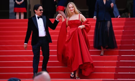 jennifer lawrence red dress red carpet Jennifer Lawrence wore two insane red carpet looks in one day