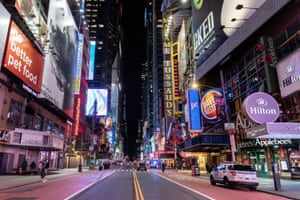 An empty Times Square. New York is now considered a global center of the pandemic.