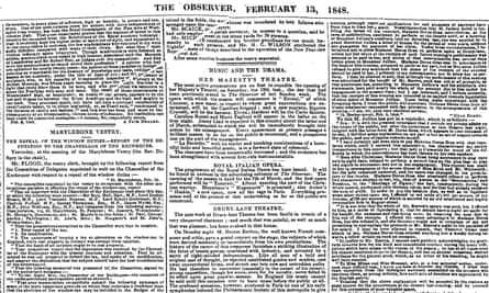 The Observer 13 February 1848.