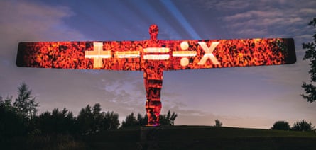 Announcement of Ed Sheeran’s tour, projected on the Angel of the North.