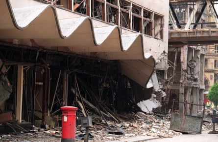Damage left by the IRA bomb in Manchester.