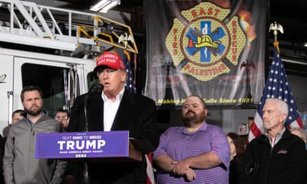 Donald Trump speaks in East Palestine in February.