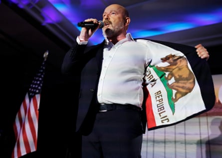 a flag in a suit jacket