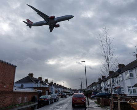 Planes come into land at Heathrow airport.