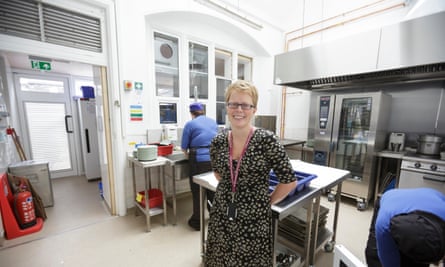 Headteacher Emma Payne in the recently extended kitchen at St Mary Redcliffe primary school, Bristol.
