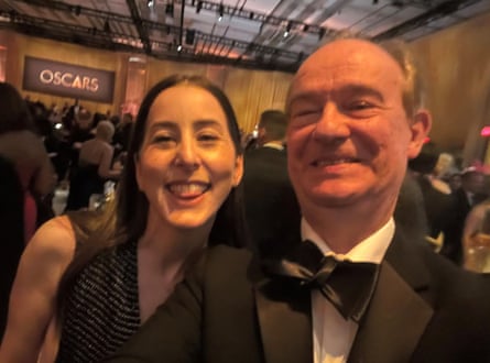 Alana Haim sticks her tongue out at the camera alongside Peter Bradshaw.