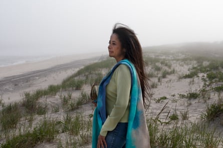 May 15, 2022. Danielle Hopson-Begun looks out at the Atlantic on Shinnecock territory off Meadow Lane in Southampton. Coastal erosion due to sea level rise is a challenge facing the beach.