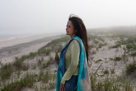 May 15, 2022. Danielle Hopson-Begun looks out at the Atlantic on Shinnecock territory off Meadow Lane in Southampton. Coastal erosion due to sea level rise is a challenge facing the beach.