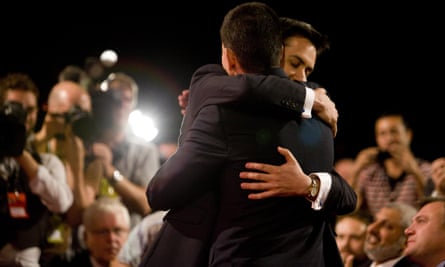 Ed Miliband hugs his brother David Miliband after being elected the new Labour leader.