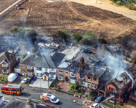 Smokes rises from homes in Stoke on Trent caught in a wildfire