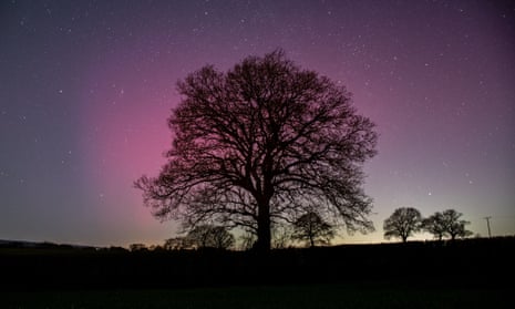 A view of the northern lights, or aurora borealis, in Cambridgeshire on Sunday 27 February, 2023.