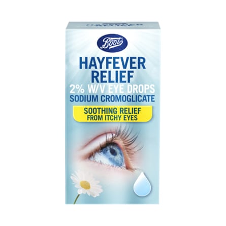 A packet of Boots hay fever Relief drops.