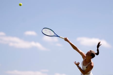 Britain's Mika Stojsavljevic in action during her first round match against Belinda Bencic.