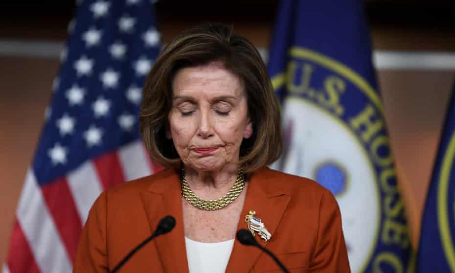 Nancy Pelosi speaks at her weekly press conference on Friday about the overturning of Roe v Wade. Analysts say it’s not clear the ruling will help Democrats in November.