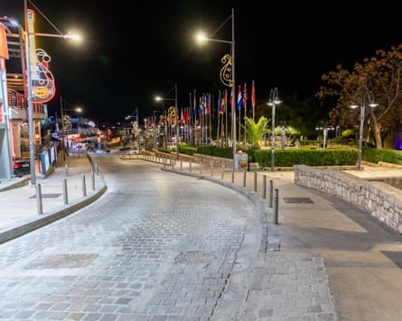 An empty street at night