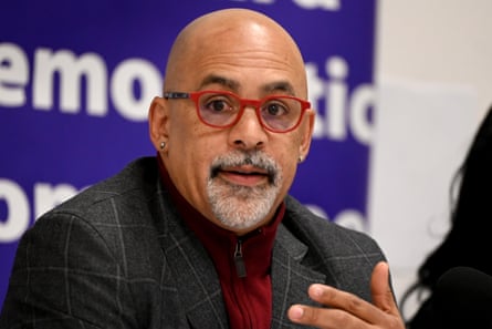 a man with red glasses