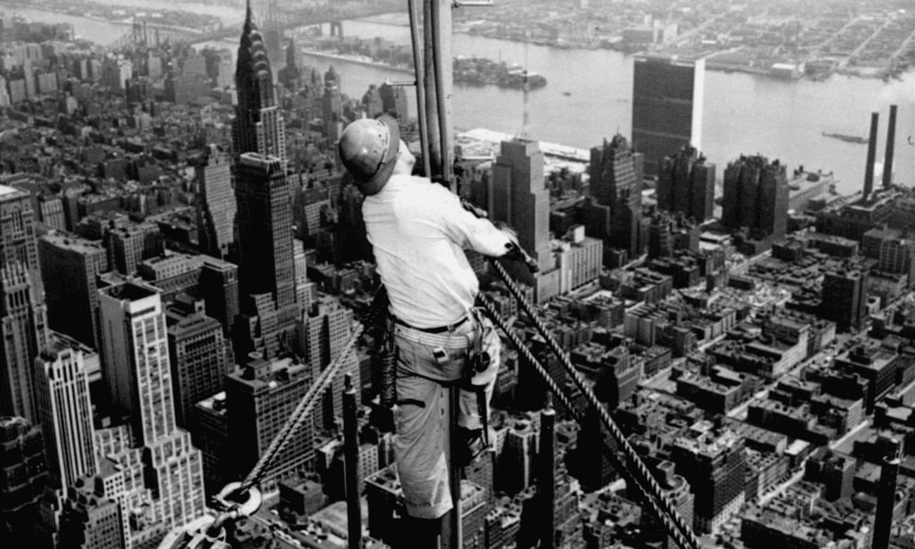 Worker on the television tower of the New York City’s Empire State Building in 1950.