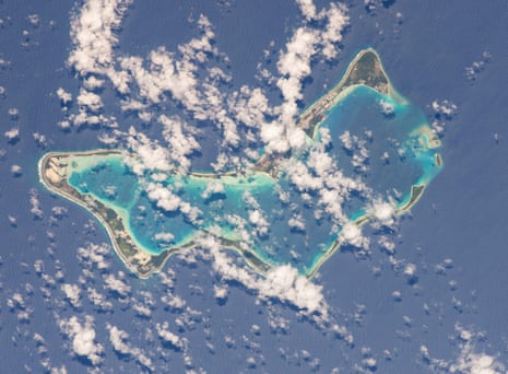 Diego Garcia, largest island of the Chagos Archipelago and a militarized atoll by the United Kingdom.