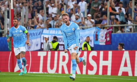 Cole Palmer celebrates a goal for Manchester City