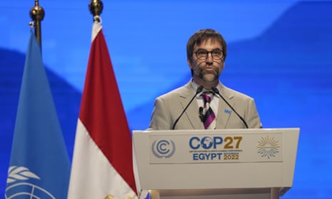 Steven Guilbeault, minister of the environment and climate change of Canada, speaks at the COP27 U.N.