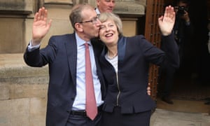 Theresa May, with her husband Philip, after winning the Tory leadership contest.