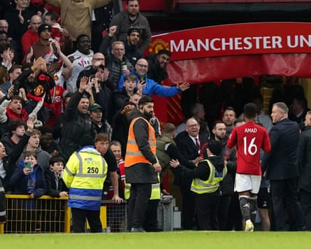 Amad Diallo heads down the tunnel after scoring Manchester United’s winner
