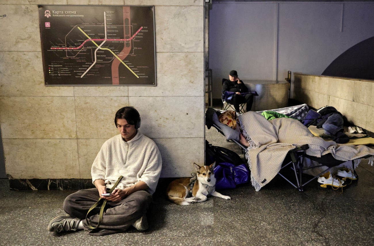 Ukranians in shelter in Kyiv