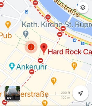 Google Maps showing location of Vienna Hard Rock cafe.
