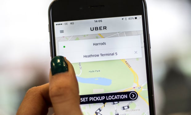the uber app on a smartphone