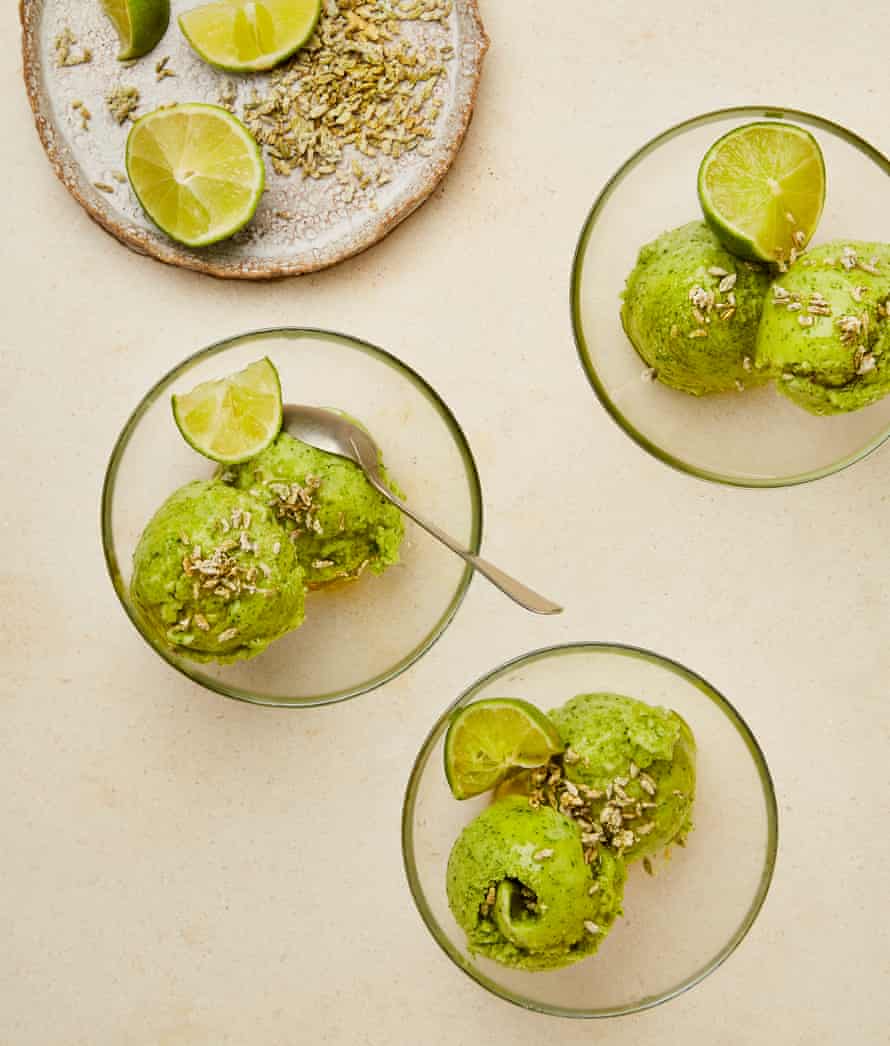 Yotam Ottolenghi's pineapple and herb sorbet with candied fennel seeds.